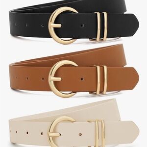 Elegant Black, Brown, and Cream Belt Set